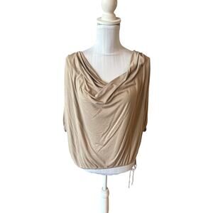 2b bebe Tan Blouse Puffy SIze M Tie Bottom